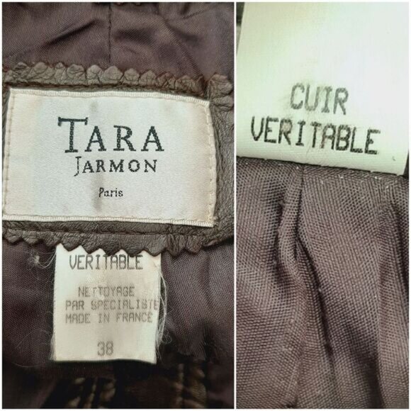 TARA JARMON Paris Soft Genuine Leather High Waist Pants Brown Sz S - Picture 15 of 16